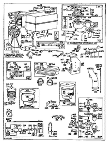 Carburetor And Fuel Tank Assembly Diagram and Parts List for 81300-81497 0110 - 0334 Briggs and Stratton Engine